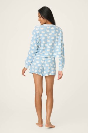 Boyfriend Boxer Swans-A-Swimming PJ Short Set