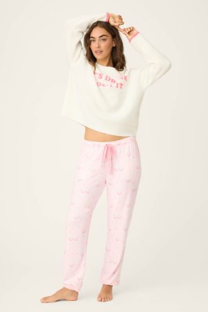 Happy Hour Wine Glass Print Banded Pants