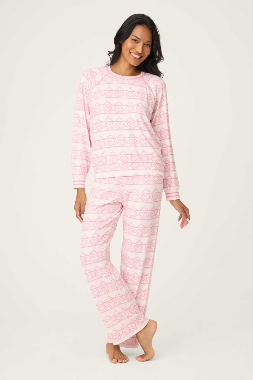 Fairisle Heart Print Peachy PJ Set